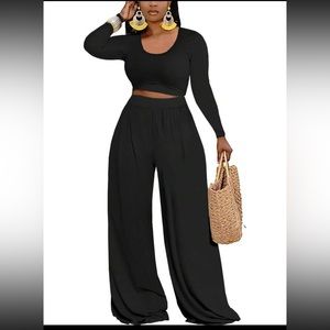Shein Curve Crop Top & Wide Leg Pants